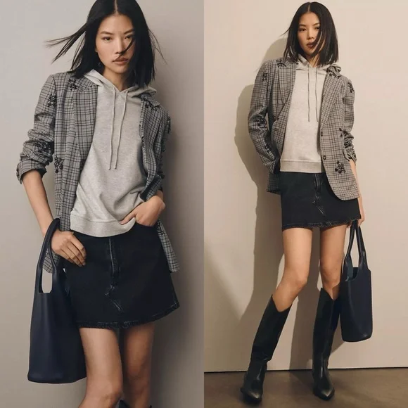 Anthropologie Dolan Plaid Embroidered Blazer - Picture 6 of 6